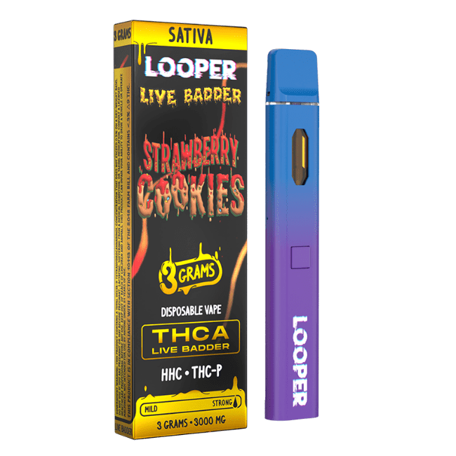 13_44757452-e498-4e04-81d7-548119674466 LOOPER LIVE BADDER THC-A 3G DISPOSABLE - STRAWBERRY COOKIES SATIVA - Image 1