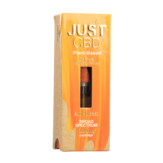 20_50411875-e5f7-401b-90d7-52dfad620c1c JUST CBD BROAD SPECTRUM 1000MG 2G CARTRIDGE - SOUR DIESEL SATIVA - Image 1