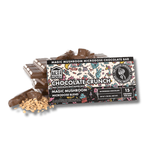 55_0a258369-d09b-4f38-94f3-84f221691161 TRE House Magic Mushroom Microdose Chocolate Crunch 15 Square Bars 50g 1.76oz - Image 1
