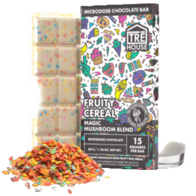 57_16f9853d-02f2-4f6b-a571-6107f0a0c680 TRE House Magic Mushroom Microdose Fruity Cereal 15 Square Bars 50g 1.76oz - Image 1