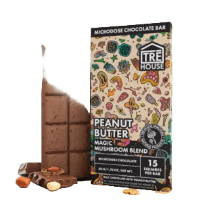 59_97d1986c-37af-4d39-94e2-fa13f275b02f TRE House Magic Mushroom Microdose Peanut Butter 15 Square Bars 50g 1.76oz - Image 1