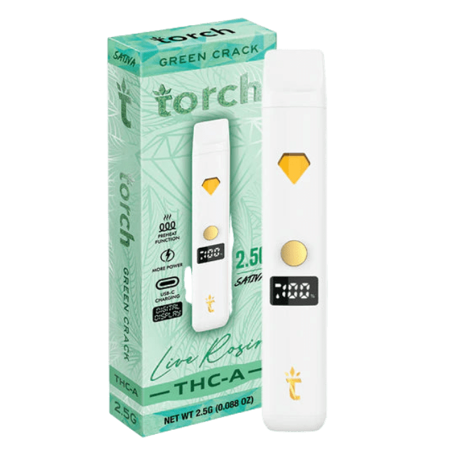 59_d55bb97b-c552-4fca-8f15-f5eaef585542 Torch Live Rosin Disposable 2.5g Green Crack Sativa - Image 1