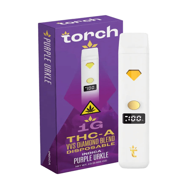 84_8416419e-43d2-4b16-ba46-cd87bf9e4a56 Torch THC-A 1g VVS Diamond Blend Disposable Purple Urkle Indica - Image 1