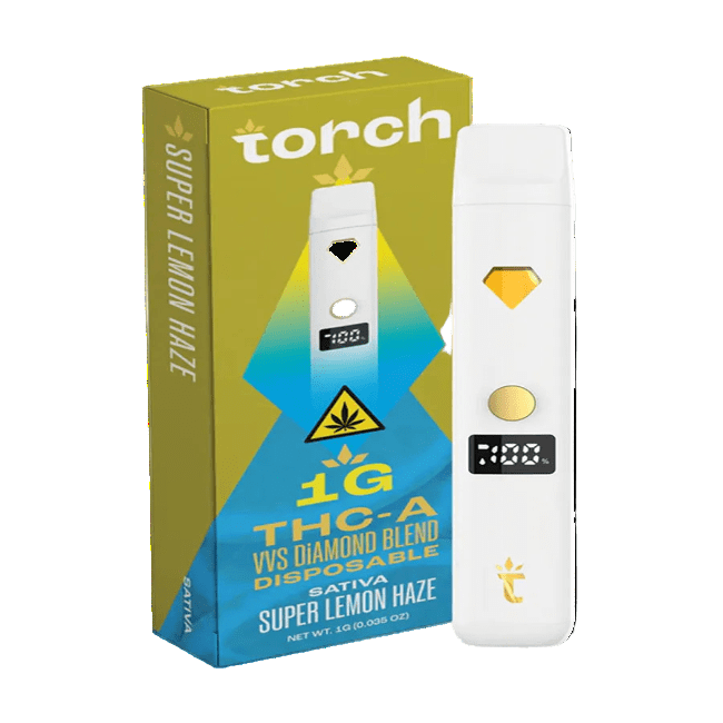 86_46656550-4be1-40b4-80f6-bac0c5e5e31b Torch THC-A 1g VVS Diamond Blend Disposable Super Lemon Haze Sativa - Image 1