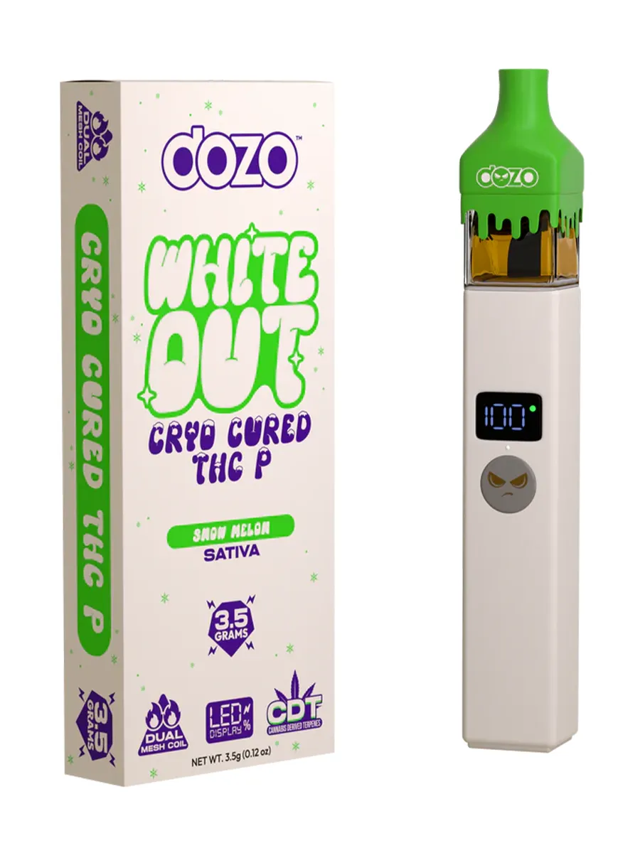 Snow-Melon-Dozo-White-Out-THCP-Disposable-3.5G DOZO - WHITE OUT 3.5G DISPOSABLES - SNOW MELON - SATIVA - Image 1