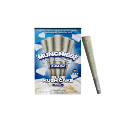 MUNCHIES THC-A DIAMOND PREROLLS 5PK – BLUE KUSH CAKE INDICA - Seven Tech