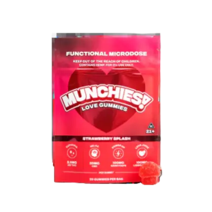 DELTA MUNCHIES FUNCTIONAL MICRODOSE GUMMIES – LOVE STRAWBERRY SPLASH - Seven Tech