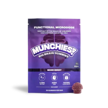 DELTA MUNCHIES FUNCTIONAL MICRODOSE GUMMIES – BIG BRAIN MIXED BERRY - Seven Tech
