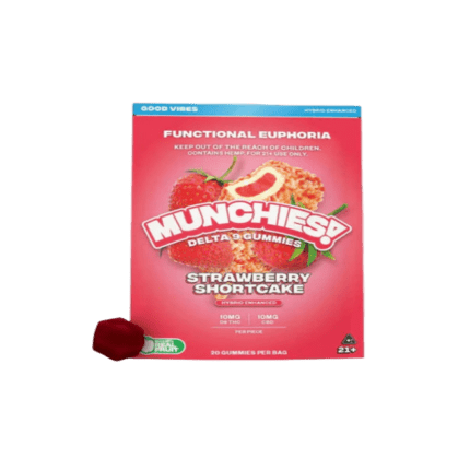 DELTA MUNCHIES FUNCTIONAL EUPHORIA DELTA 9 BOOSTED GUMMIES - STRAWBERRY SHORTCAKE HYBRID - GOOD VIBES 20CT - Seven Tech