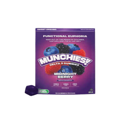 DELTA MUNCHIES FUNCTIONAL EUPHORIA DELTA 9 BOOSTED GUMMIES - MIDNIGHT BERRY INDICA - SWEET DREAMS 20CT - Seven Tech