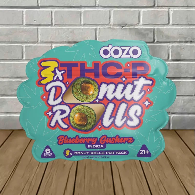 Dozo-Donut-Rolls-THCp-Pre-Rolls-3pk-Blueberry-Gushers-Indica DOZO - THC P DONUT PRE-ROLLS - 3 COUNT - BLUEBERRY GUSHERZ - INDICA - Seven Tech
