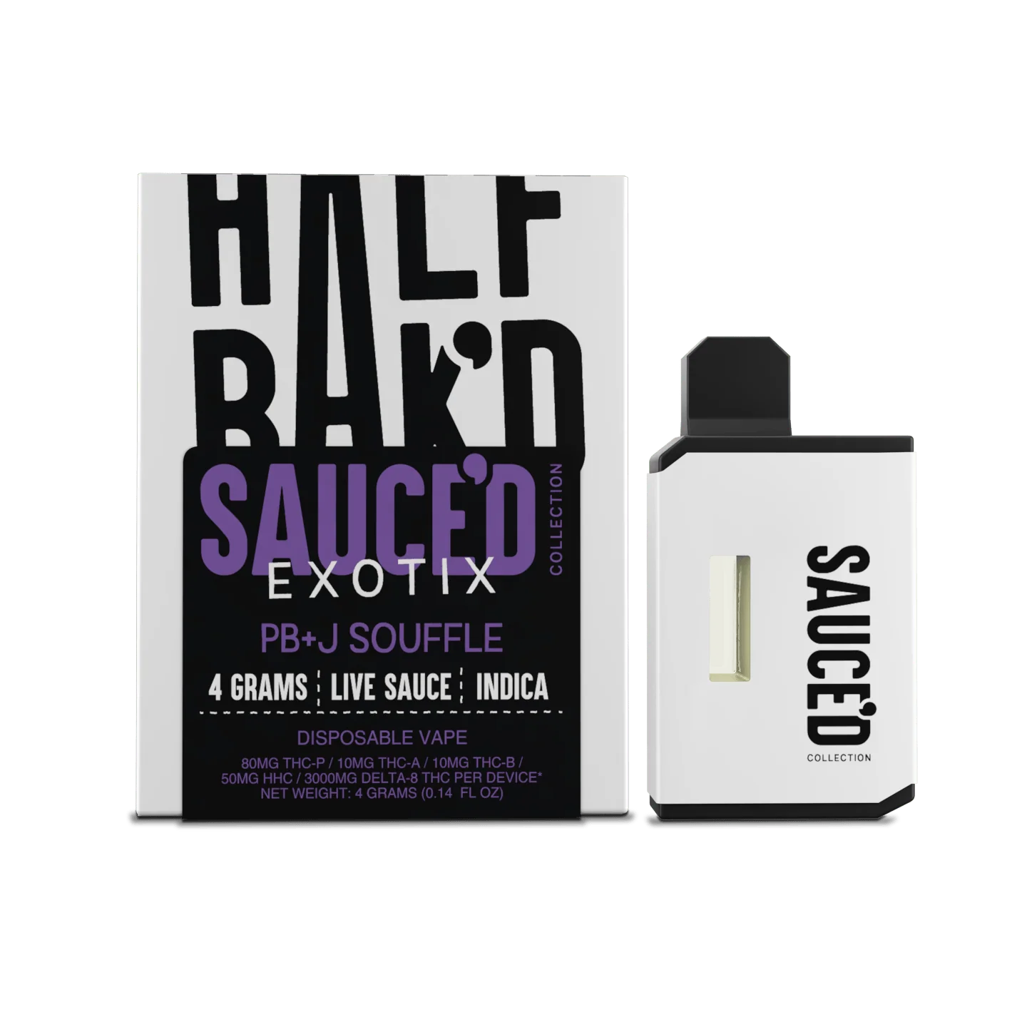 PB-J-Souffle-4G-Indica-Disposable-HALF-BAK-D-Disposable-1-41857914700065 HALF BAK'D SAUCE'D EXOTIX 4G DISPOSABLE - Image 1